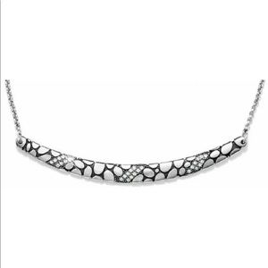 Brighton Pebble Ice Crystals Silver Arc Curved Collar Necklace MSRP $64